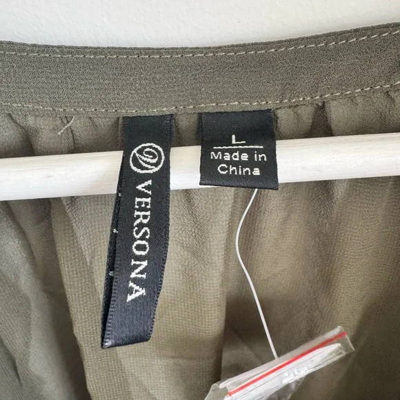 Versona Khaki Ruffle Button-Front Dress - Picture 2 of 2